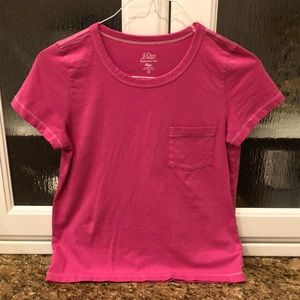 J crew pink with white stitching essential t size s
